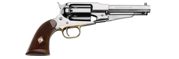 Pietta™ 1858 Remington Stainless Steel Black Powder Revolver - Sheriff - .44 Caliber - Laser Checkered Grips - RGSSH44LC